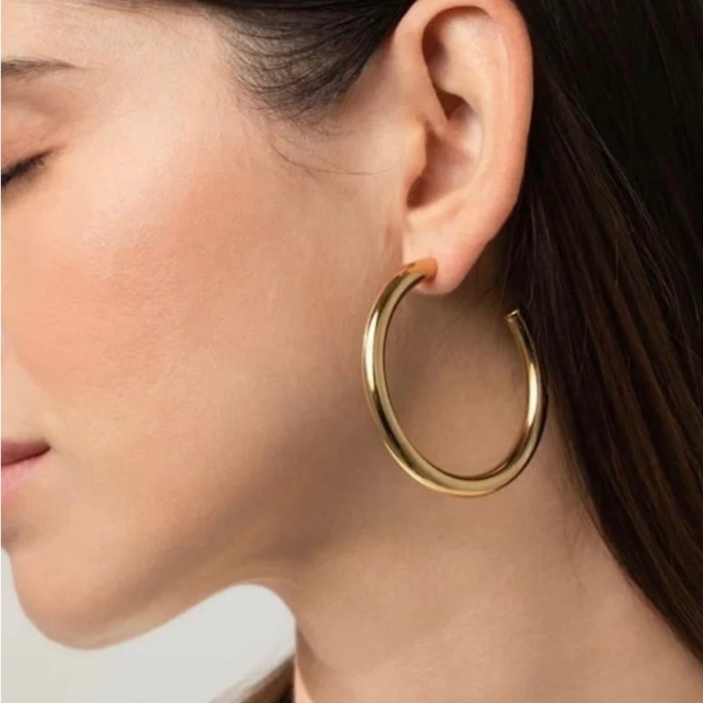 Argento Vivo, 2 inch, Hoops, Earrings, Tubular, wide, gold, Quality Brand! NWT!